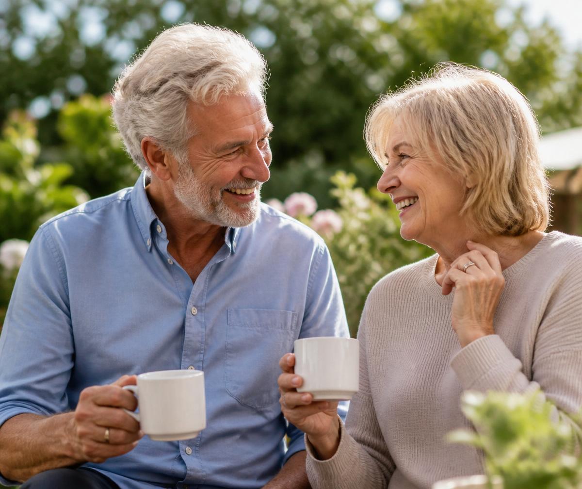 Couple souriant profitant d'échanges du quotidien
